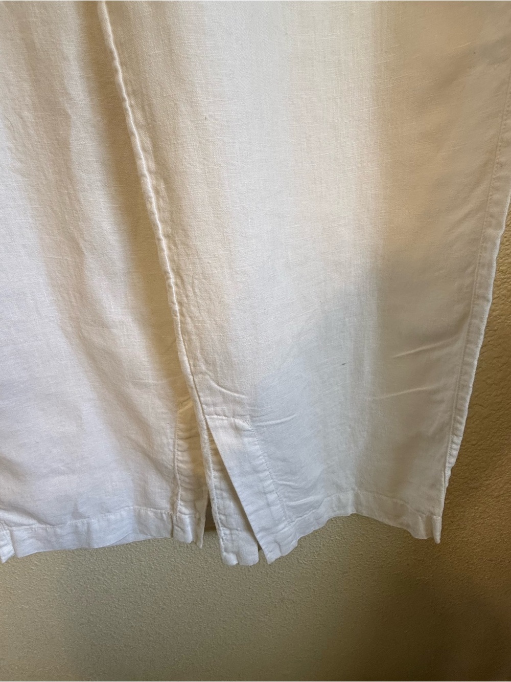 Athleta White Wide Leg Linen-Blend Drawstring Pants - Picture 3 of 6